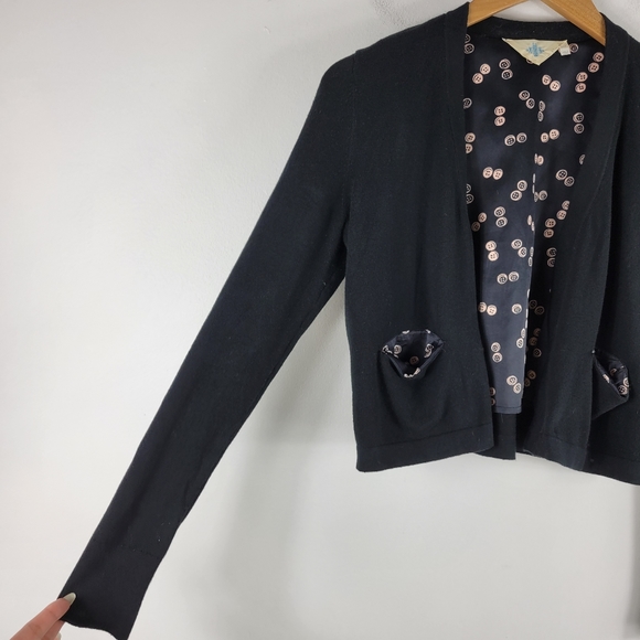 Anthropologie Monogram HWR Button Print Long Sleeve Open Front Cardigan - Picture 2 of 9